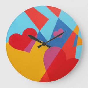 Warmth and Joy Red Abstract Round Clock