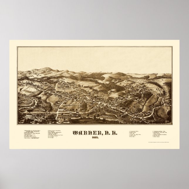 Warner, NH Panoramic Map - 1887 Poster (Front)