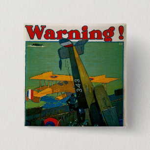 Warning! 15 Cm Square Badge