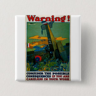 Warning! 15 Cm Square Badge