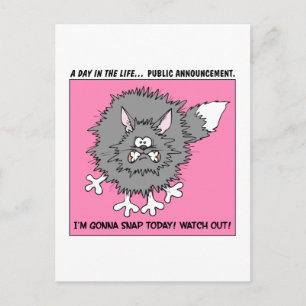 Warning: About to Snap Stressed Out Cat Postcard