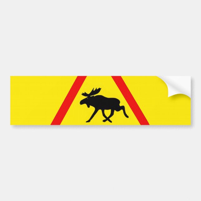 Warning against moose bumper sticker (Front)