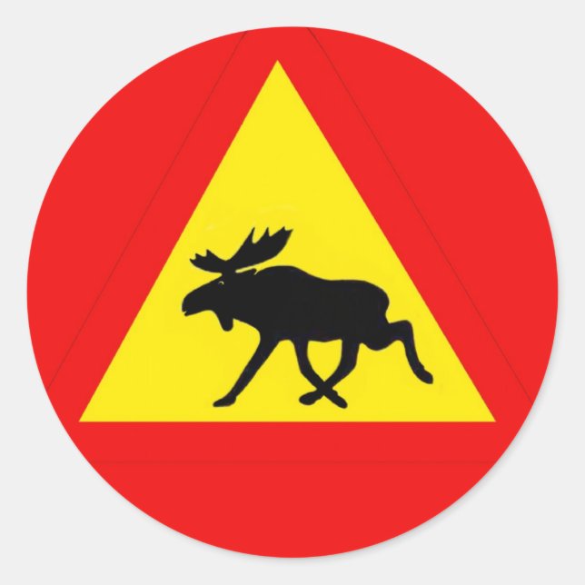 Warning against the moose classic round sticker (Front)