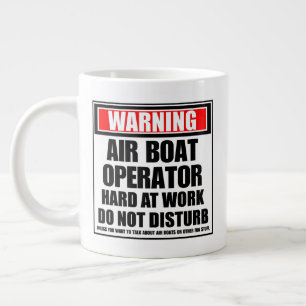 Warning Air Boat Operator Hard At Work Large Coffee Mug