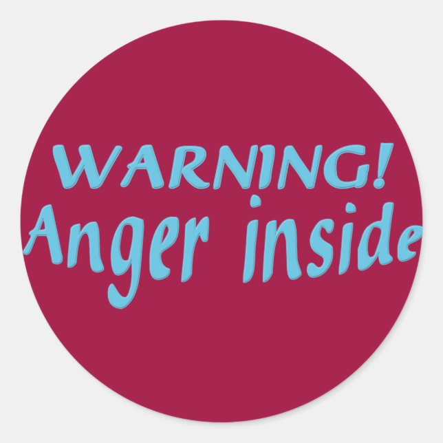 Warning Anger Inside Classic Round Sticker (Front)