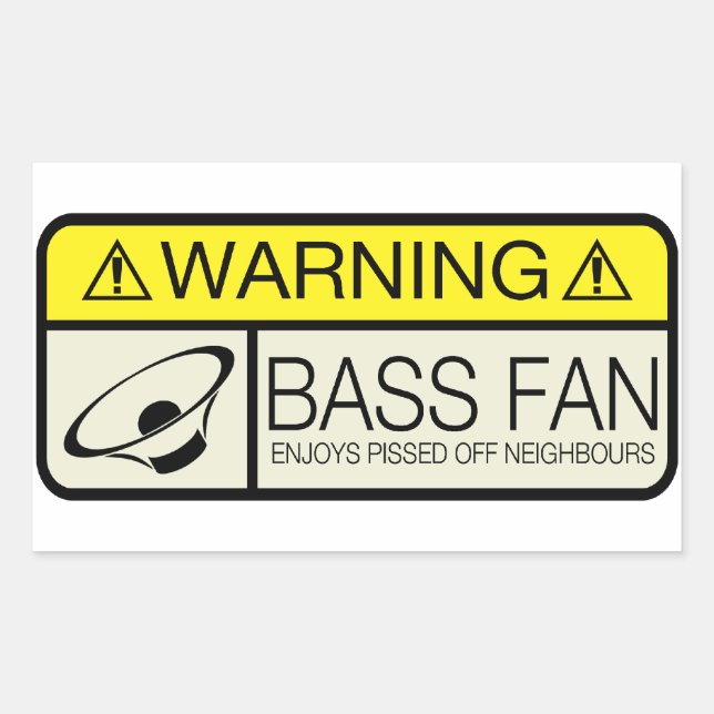 Warning Bass Fan! Rectangular Sticker (Front)