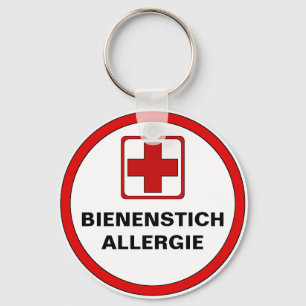 Warning - bee biting allergy key ring