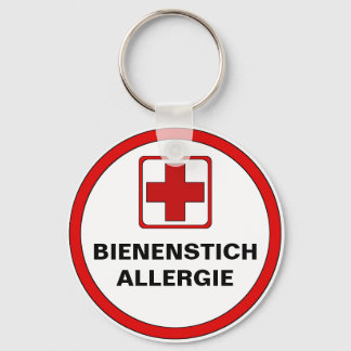 Warning - bee biting allergy key ring