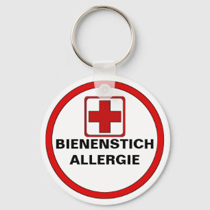 Warning - bee biting allergy key ring