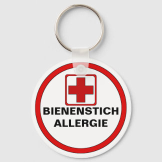Warning - bee biting allergy key ring