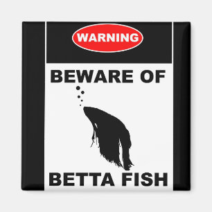 "WARNING: BEWARE OF BETTA FISH" Sign Magnet