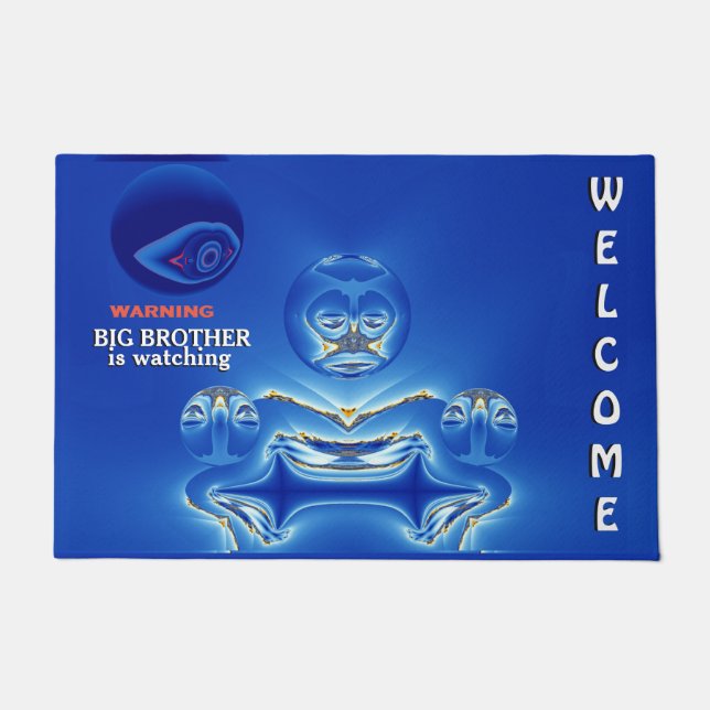 Warning Big Brother is Watching Surreal Welcome Doormat (Front)