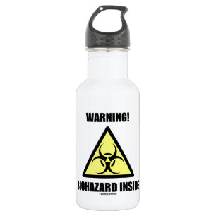 Warning! Biohazard Inside (Signage Humour) 532 Ml Water Bottle