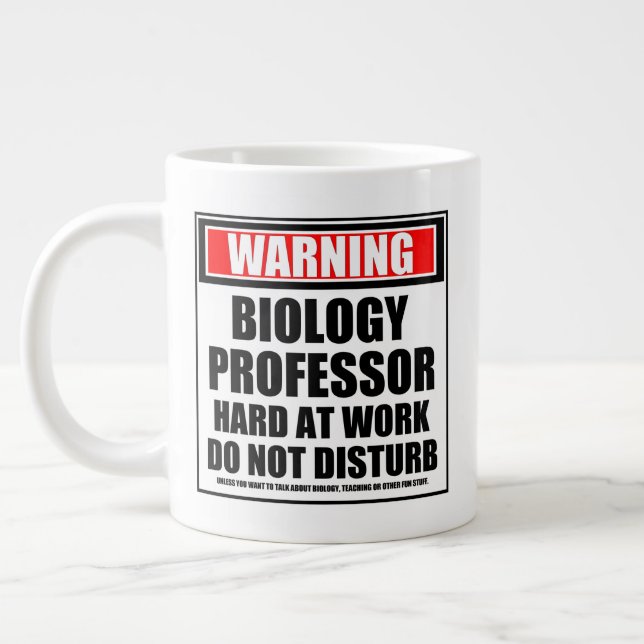 Warning Biology Professor Hard At Work Large Coffee Mug (Left)