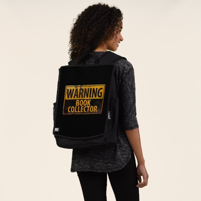 WARNING BOOK COLLECTOR - Metal Danger Caution Sign Backpack (Worn)