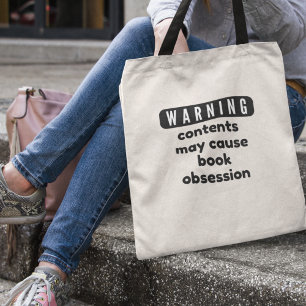 Warning Book Obsession Book Lovers Librarian Gift Tote Bag