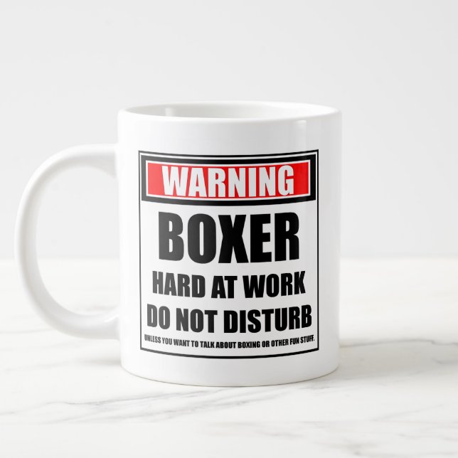 Warning Boxer Hard At Work Do Not Disturb Large Coffee Mug (Left)