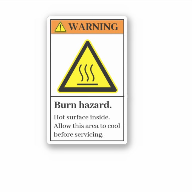 Warning Burn Hazard Label BW60 (Front)