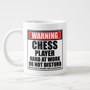 Warning Chess Player Hard At Work Do Not Disturb Large Coffee Mug