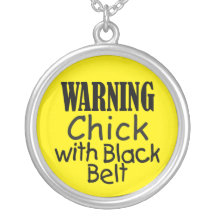Warning Chick with Black Belt Necklace