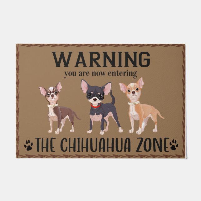 Warning Chihuahua Zone Doormat, Dog House Doormat (Front)