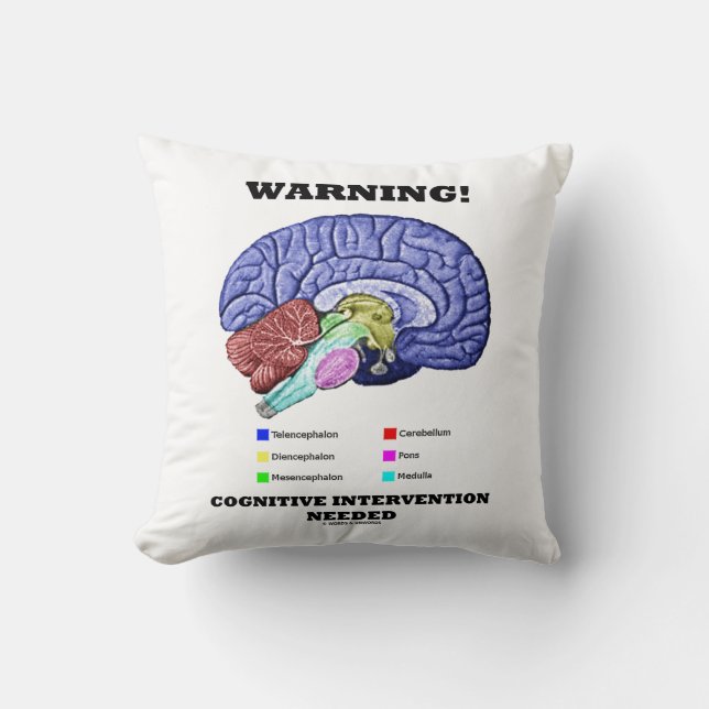 Warning! Cognitive Intervention Needed Brain Humou Cushion (Front)