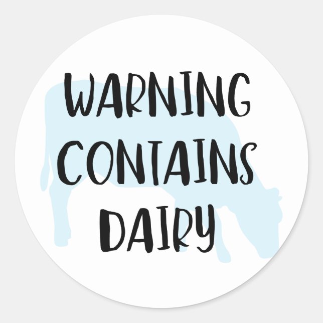 Warning Contains Dairy Allergen Baking Label Cow (Front)