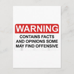 Warning Contains Facts And Opinions Some May Find Enclosure Card
