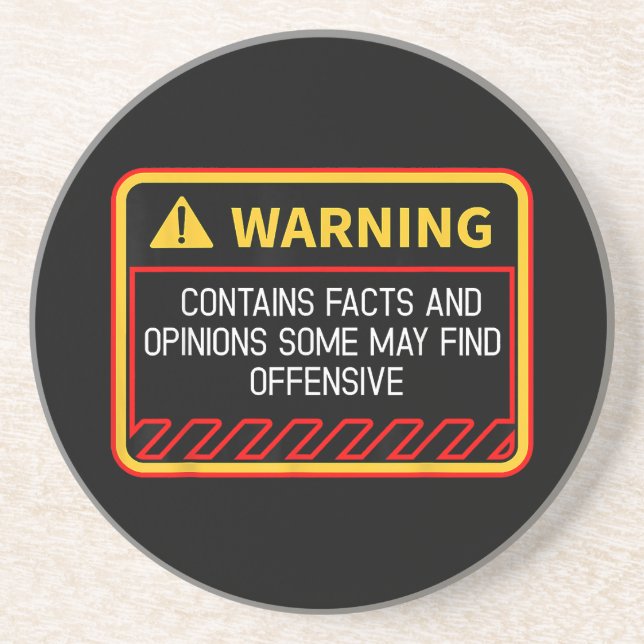 Warning Contains Facts May Find Offensive Humour Coaster (Front)