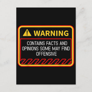 Warning Contains Facts May Find Offensive Humour Enclosure Card