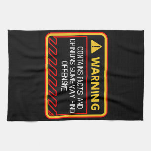 Warning Contains Facts May Find Offensive Humour Tea Towel