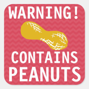 Warning Contains Peanuts Food Alert Stickers