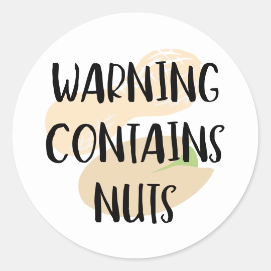 Warning Contains Peanuts Tree Nuts Allergen Classic Round Sticker Zazzle Com Au