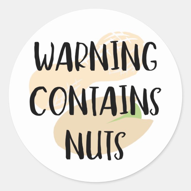 Warning Contains Peanuts & Tree Nuts Allergen Classic Round Sticker (Front)