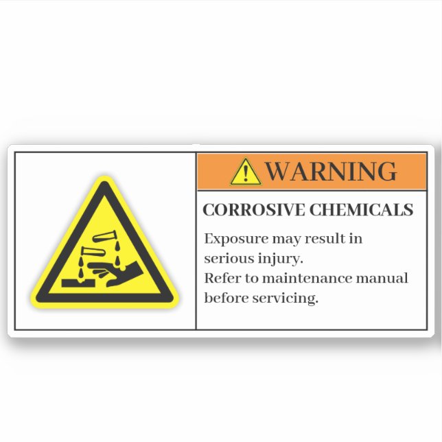 Warning Corrosive Chemicals Label (Front)