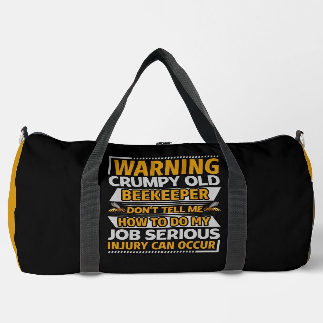 Warning Crumpy Old Beekeeper  Duffle Bag (Front)