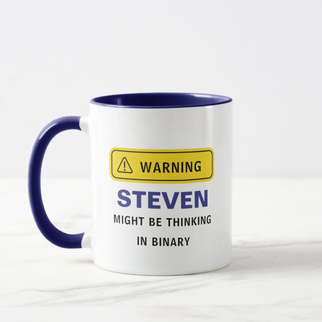 Warning: [Custom Name] Might Be Thinking in Binary Mug (Left)