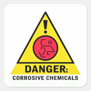 WARNING Danger Corrosive Chemicals chemical safety Square Sticker