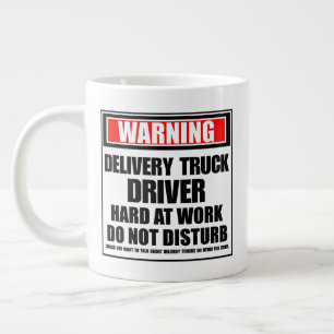 Warning Delivery Truck Driver Hard At Work Large Coffee Mug
