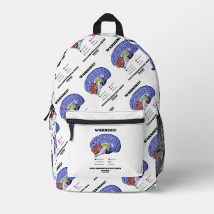 Warning! Discombobulated Mind Inside Brain Humor Printed Backpack