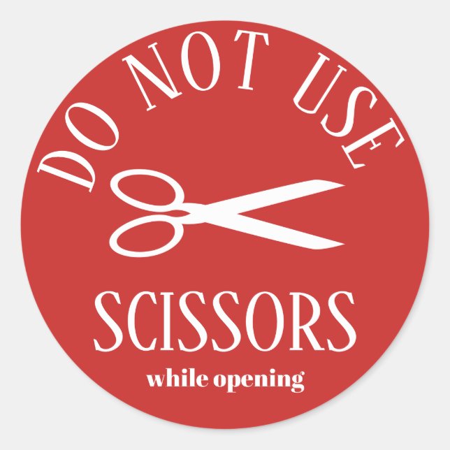 Warning Do Not Use Scissors Round Classic Round Sticker (Front)
