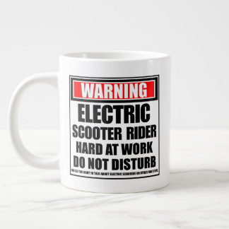 Warning Electric Scooter Rider Hard At Work Large Coffee Mug