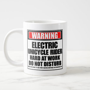 Warning Electric Unicycle Rider Hard At Work Large Coffee Mug