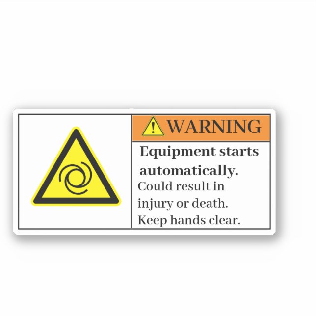 Warning Equipment Starts Automatically Label (Front)