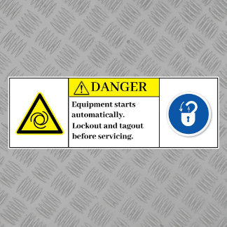 Warning Equipment Starts Label