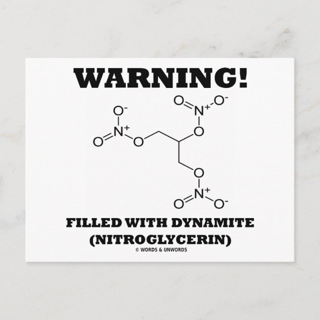 Warning! Filled With Dynamite (Nitroglycerin) Postcard (Front)