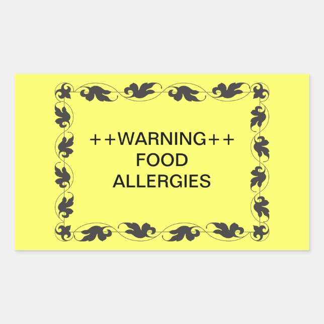 Warning Food Allergies Rectangular Sticker (Front)