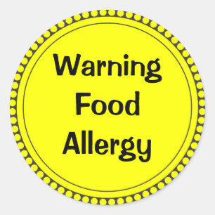 Warning  Food   Allergy Classic Round Sticker