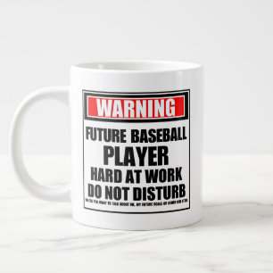 Warning Future Baseball Player Hard At Work Large Coffee Mug