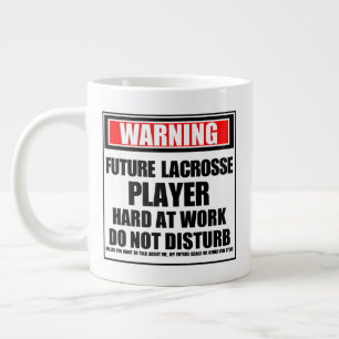Warning Future Lacrosse Player Hard At Work Large Coffee Mug